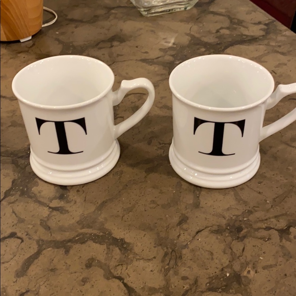 Williams Sonoma initial “T” mugs